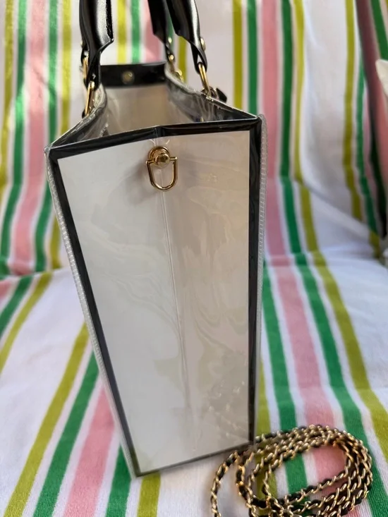 CHANEL Shopping Gift Bag Tote Pearl Camellia Charms Crossbody Shoulder Chain - Picture 6 of 7